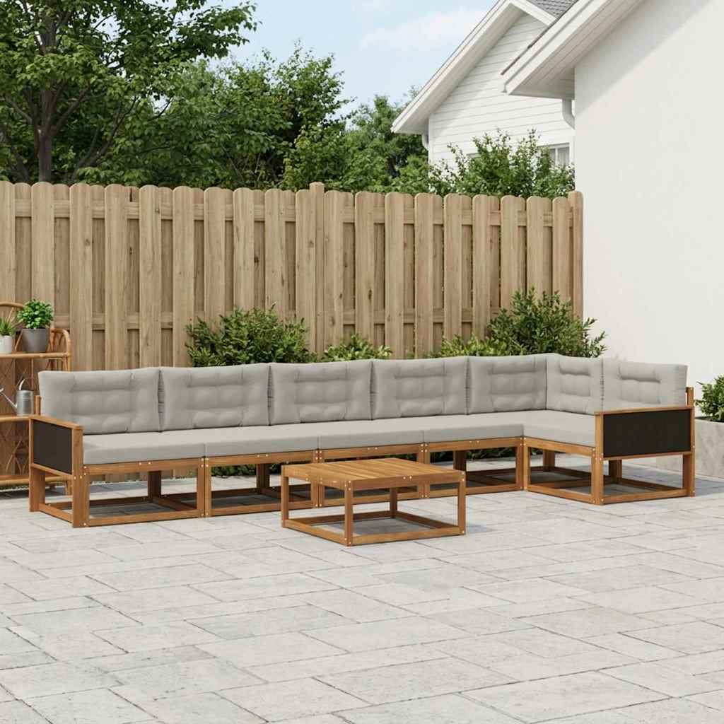 Outdoor-Sofagarnitur mit Kissen 7 pcs Natural and Light grey