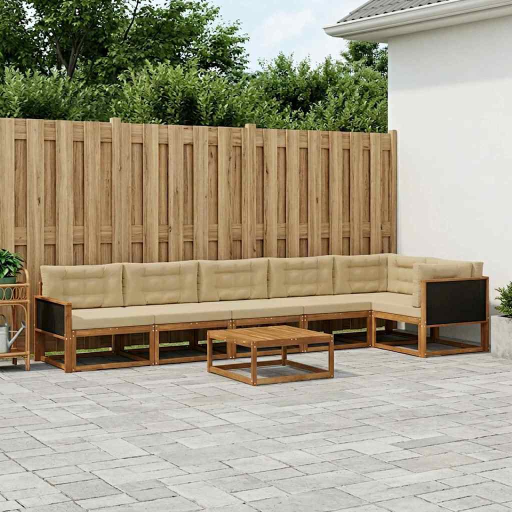 Outdoor-Sofagarnitur mit Kissen 7 pcs Natur und Beige