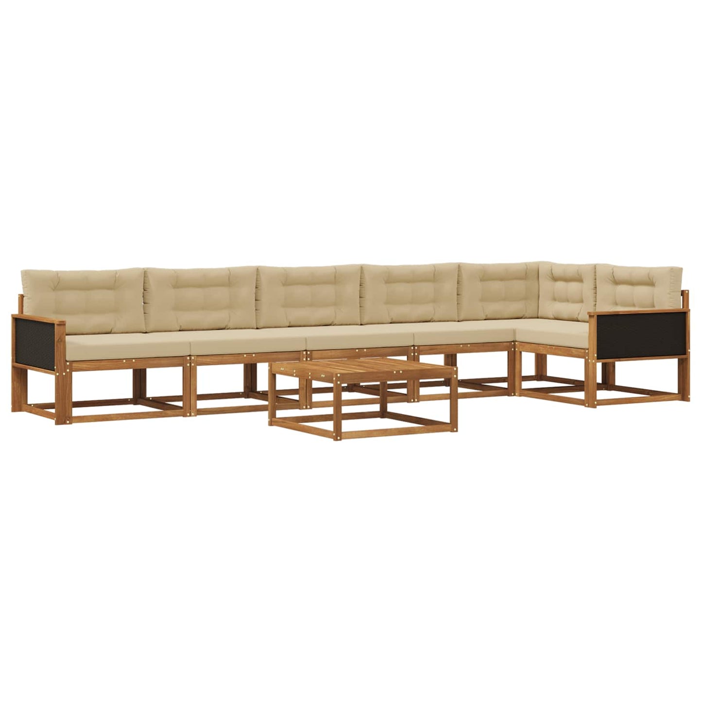 Outdoor-Sofagarnitur mit Kissen 7 pcs Natur und Beige
