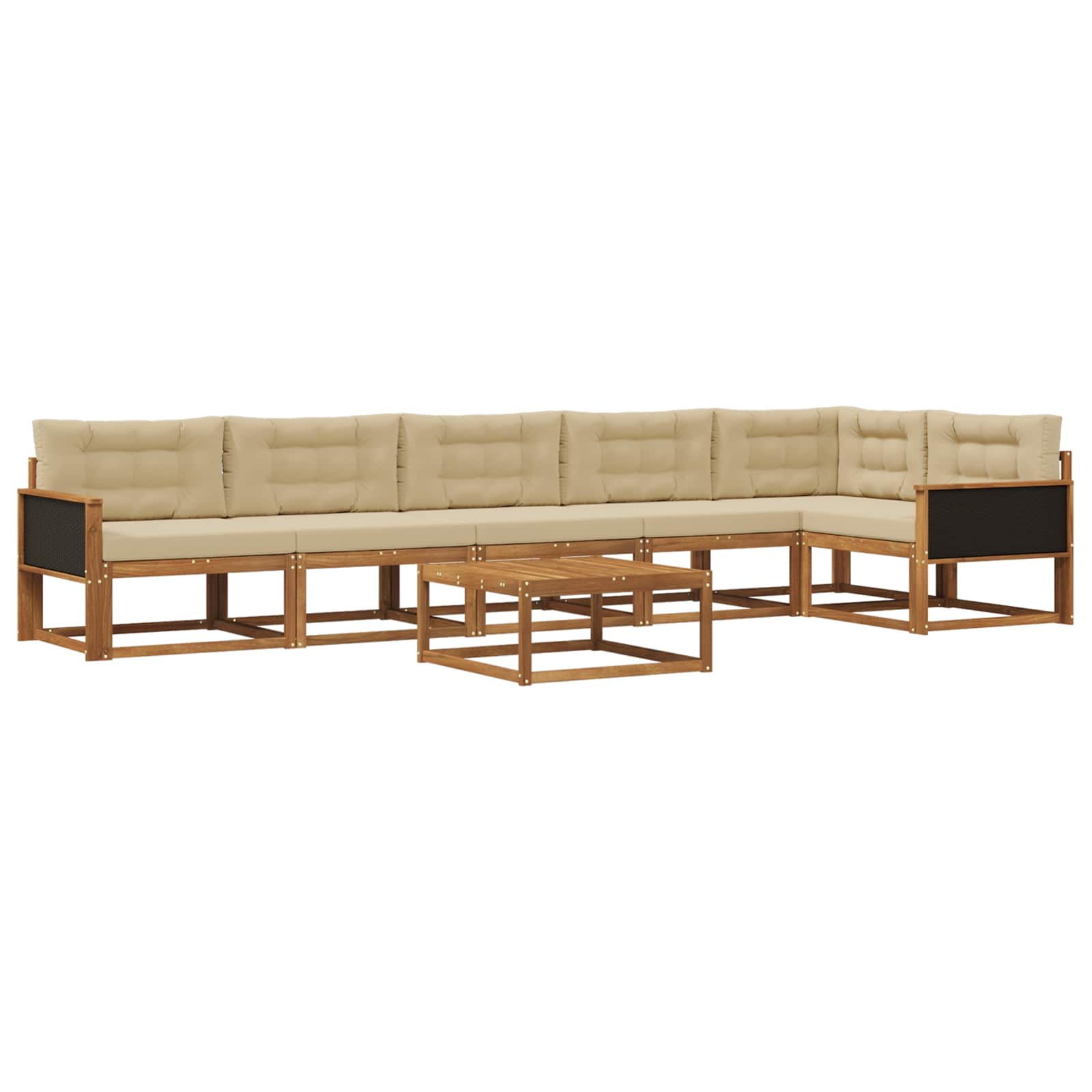 Outdoor-Sofagarnitur mit Kissen 7 pcs Natur und Beige