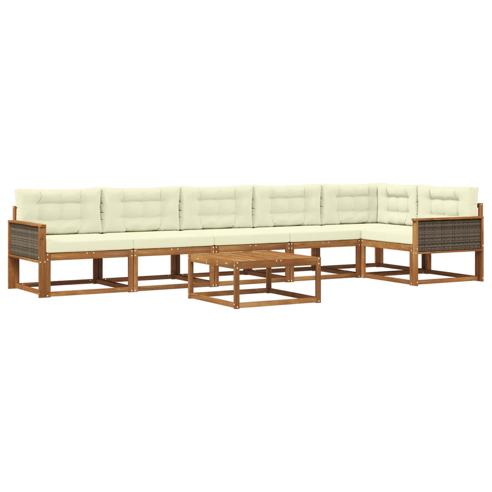 Outdoor-Sofagarnitur mit Kissen 7 pcs Natur und Creme