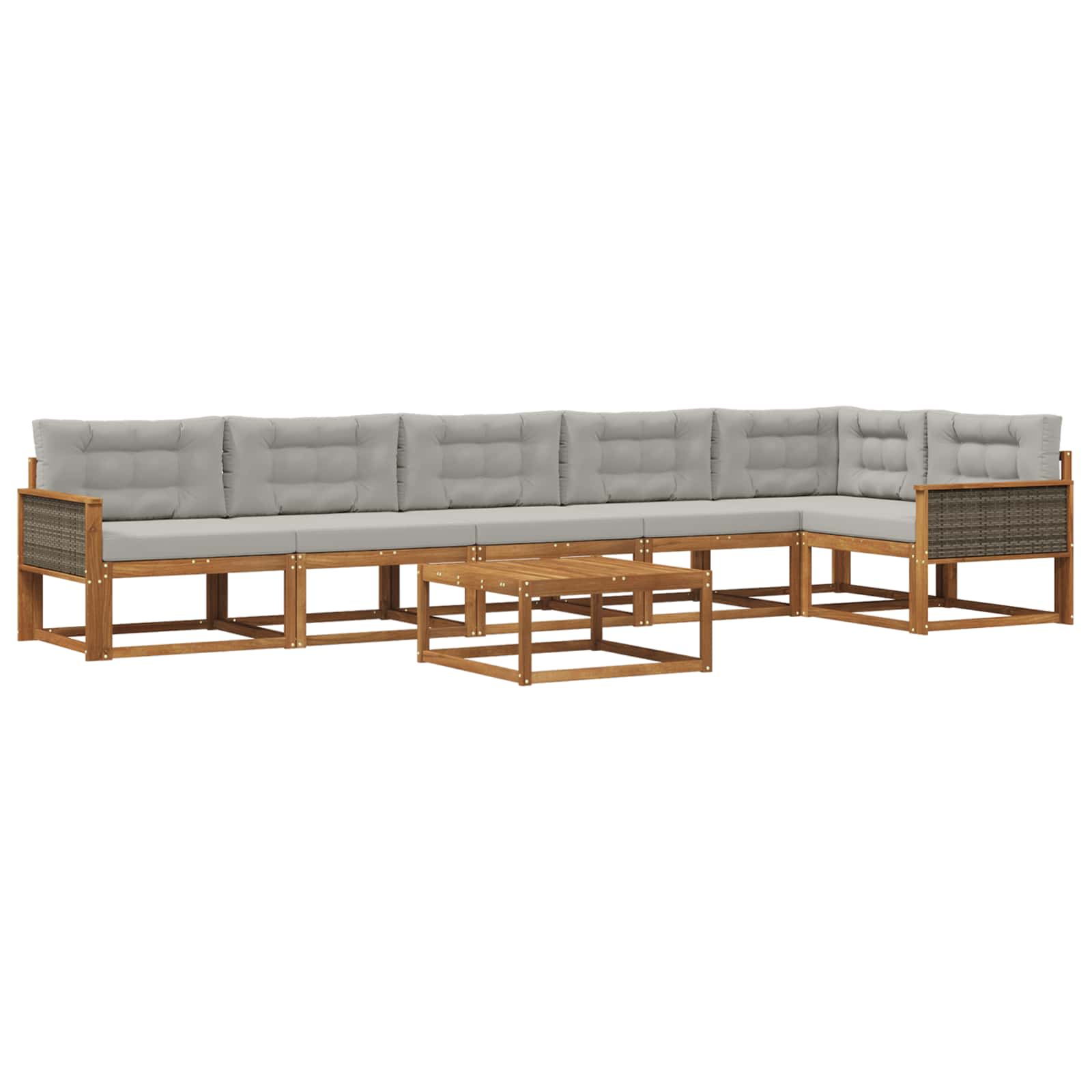 Outdoor-Sofagarnitur mit Kissen 7 pcs Natural and Light grey