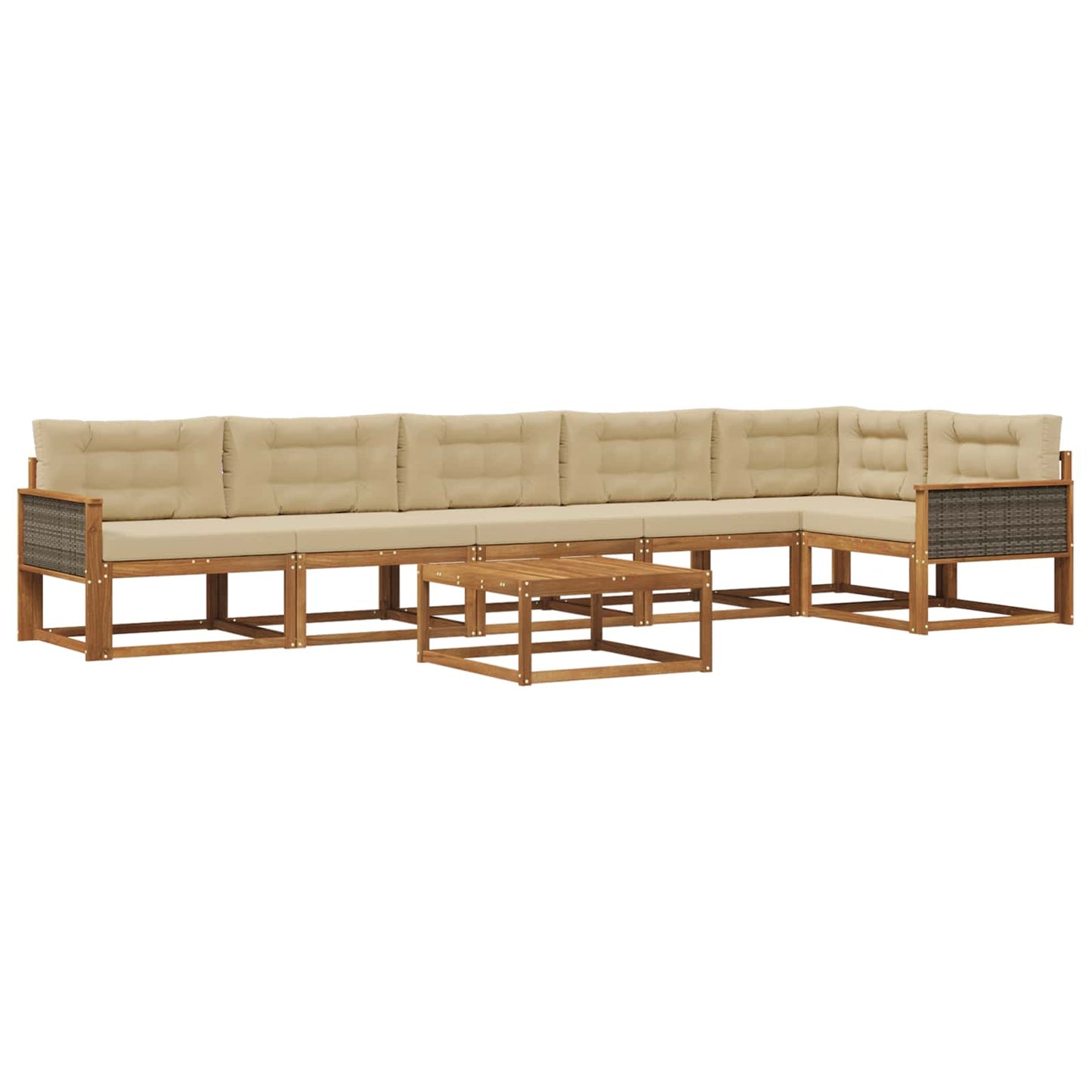 Outdoor-Sofagarnitur mit Kissen 7 pcs Natur und Beige