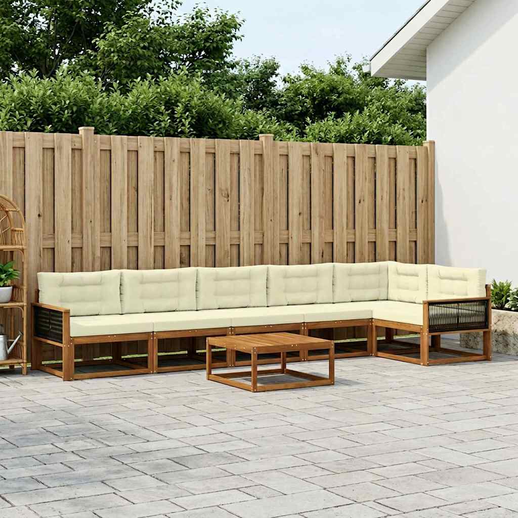 Outdoor-Sofagarnitur mit Kissen 7 pcs Natur und Creme