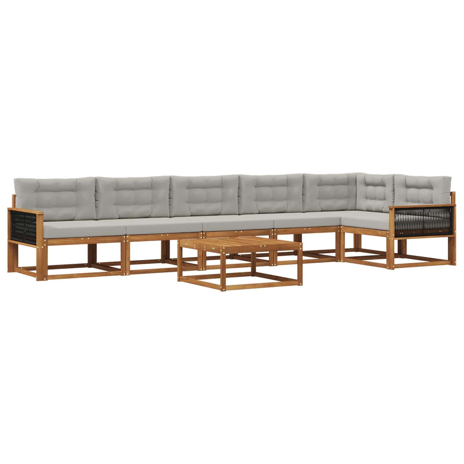 Outdoor-Sofagarnitur mit Kissen 7 pcs Natural and Light grey