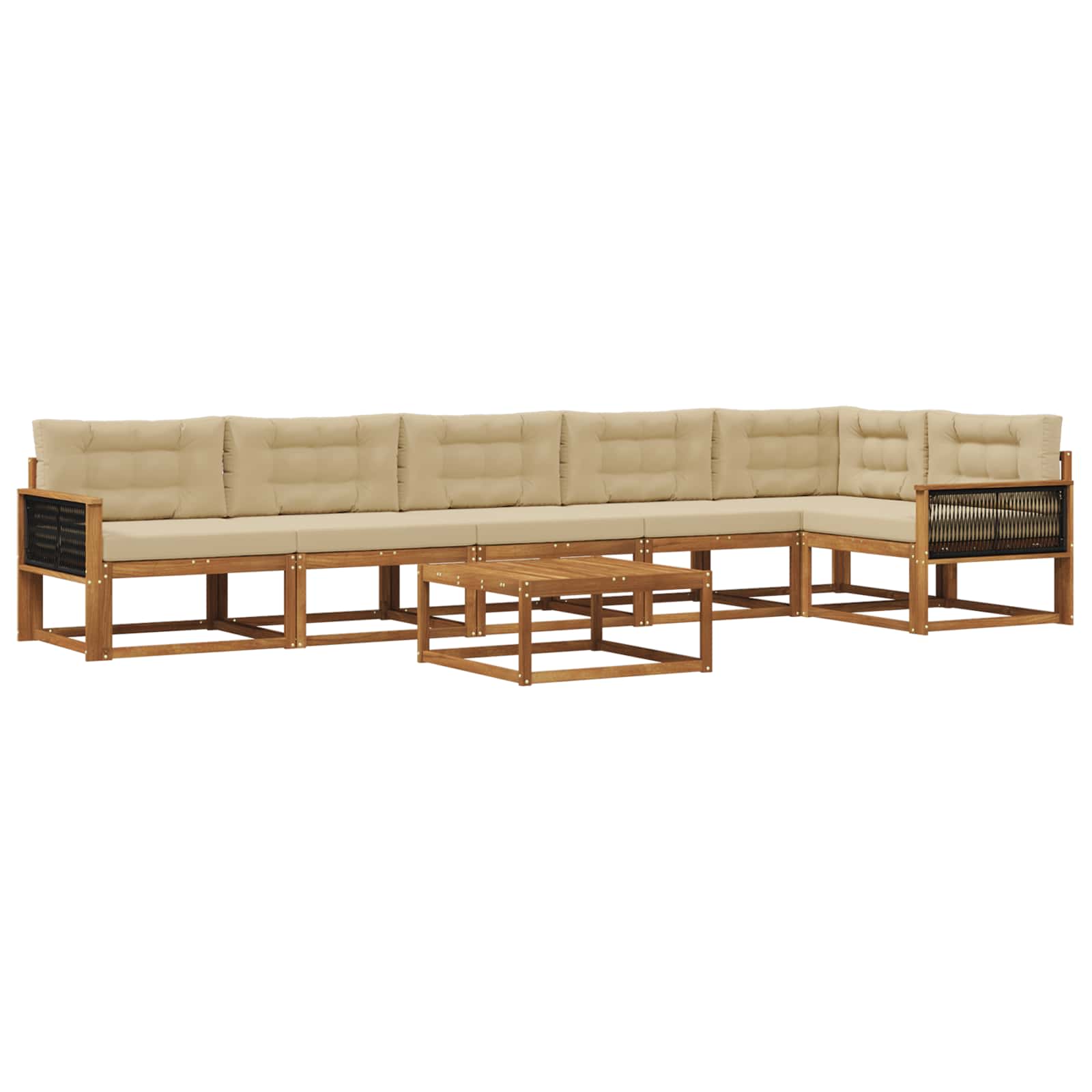 Outdoor-Sofagarnitur mit Kissen 7 pcs Natur und Beige