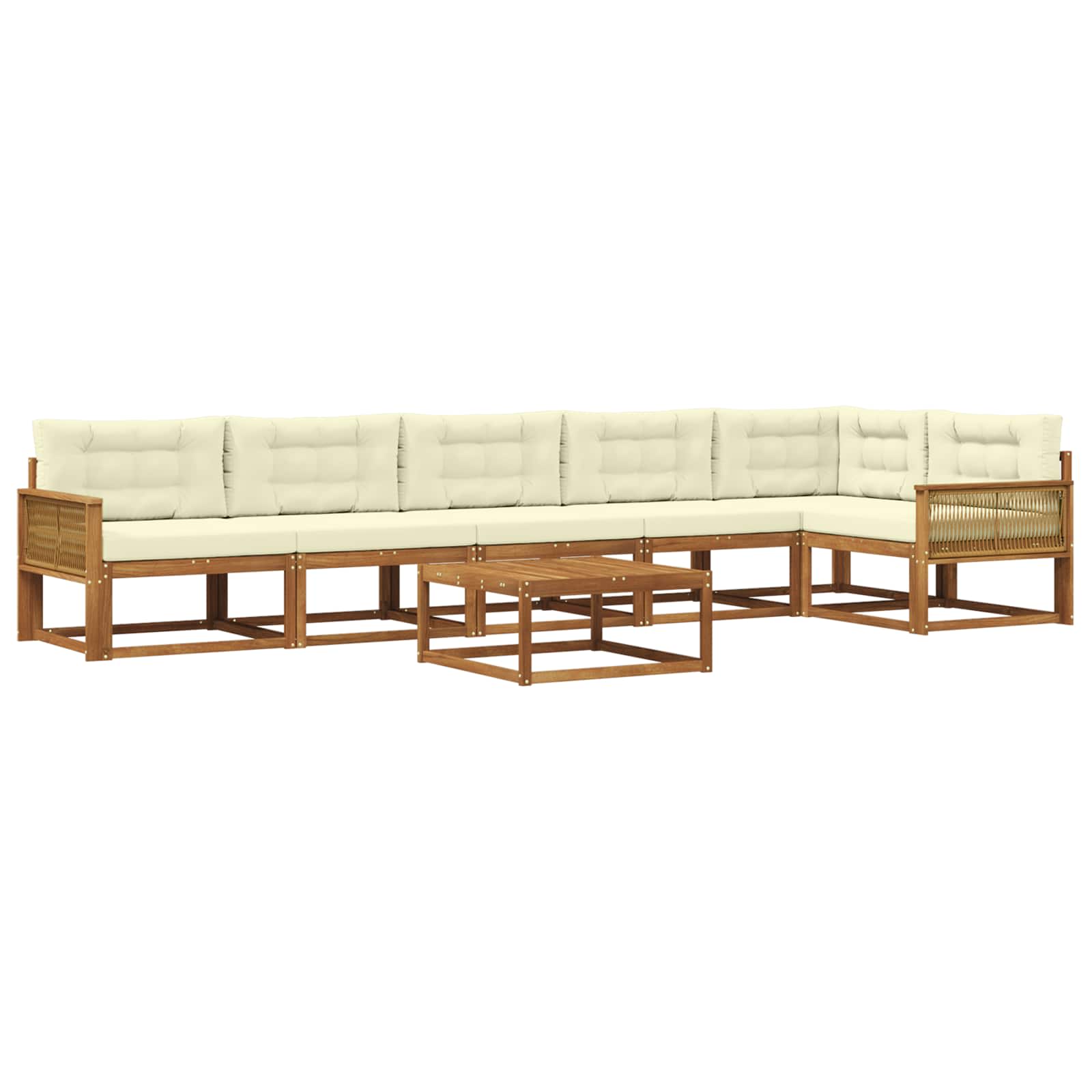 Outdoor-Sofagarnitur mit Kissen 7 pcs Natur und Creme