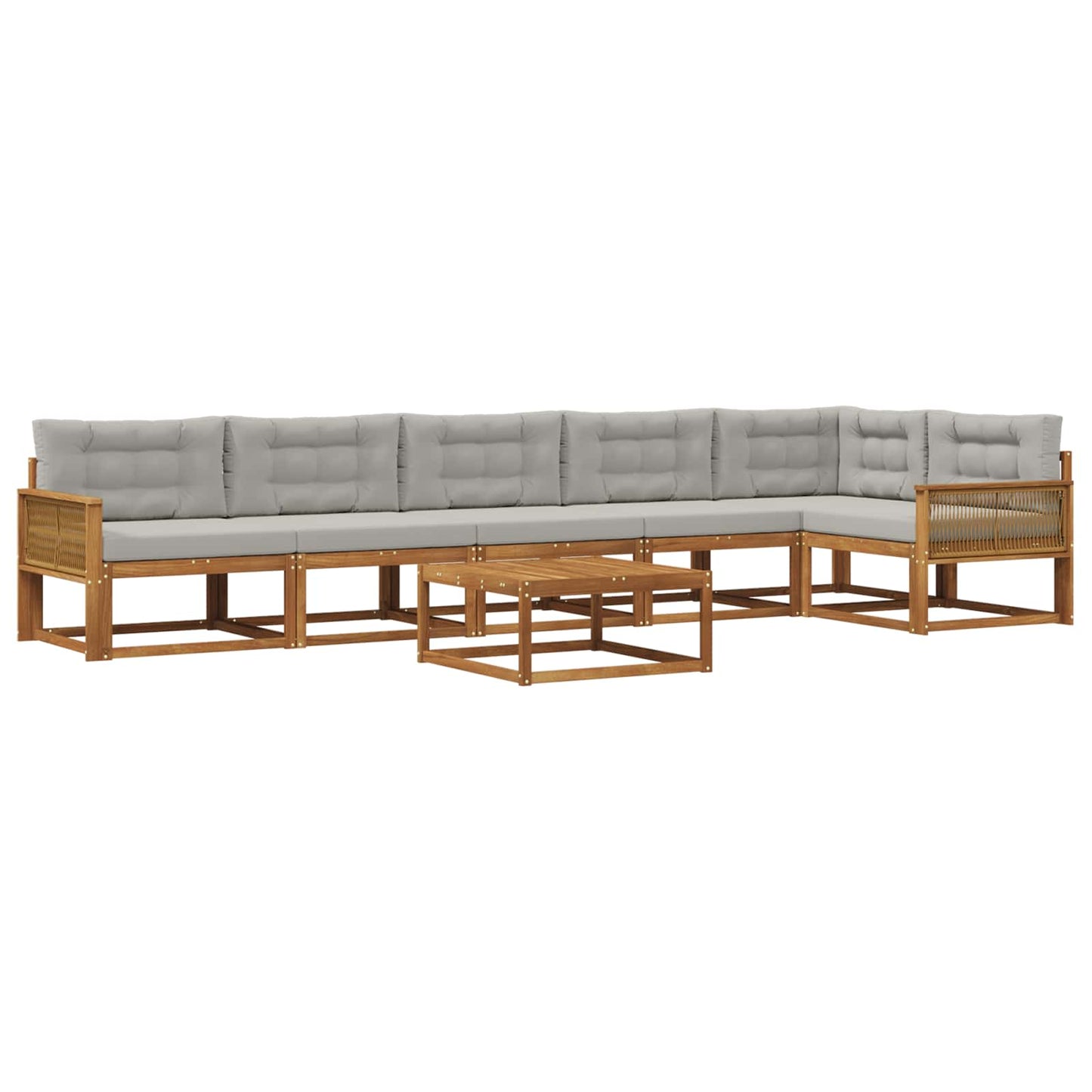 Outdoor-Sofagarnitur mit Kissen 7 pcs Natural and Light grey
