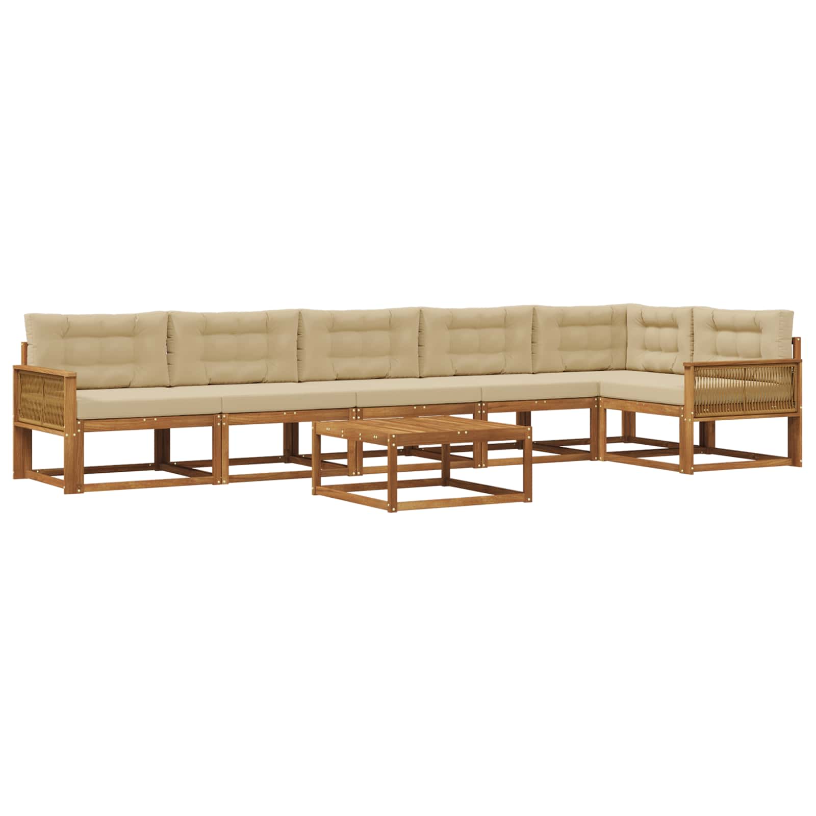 Outdoor-Sofagarnitur mit Kissen 7 pcs Natur und Beige