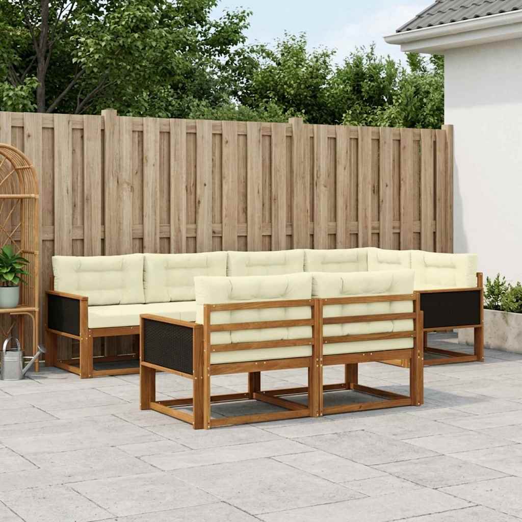 Outdoor-Sofagarnitur 8 stk. Natur und Creme