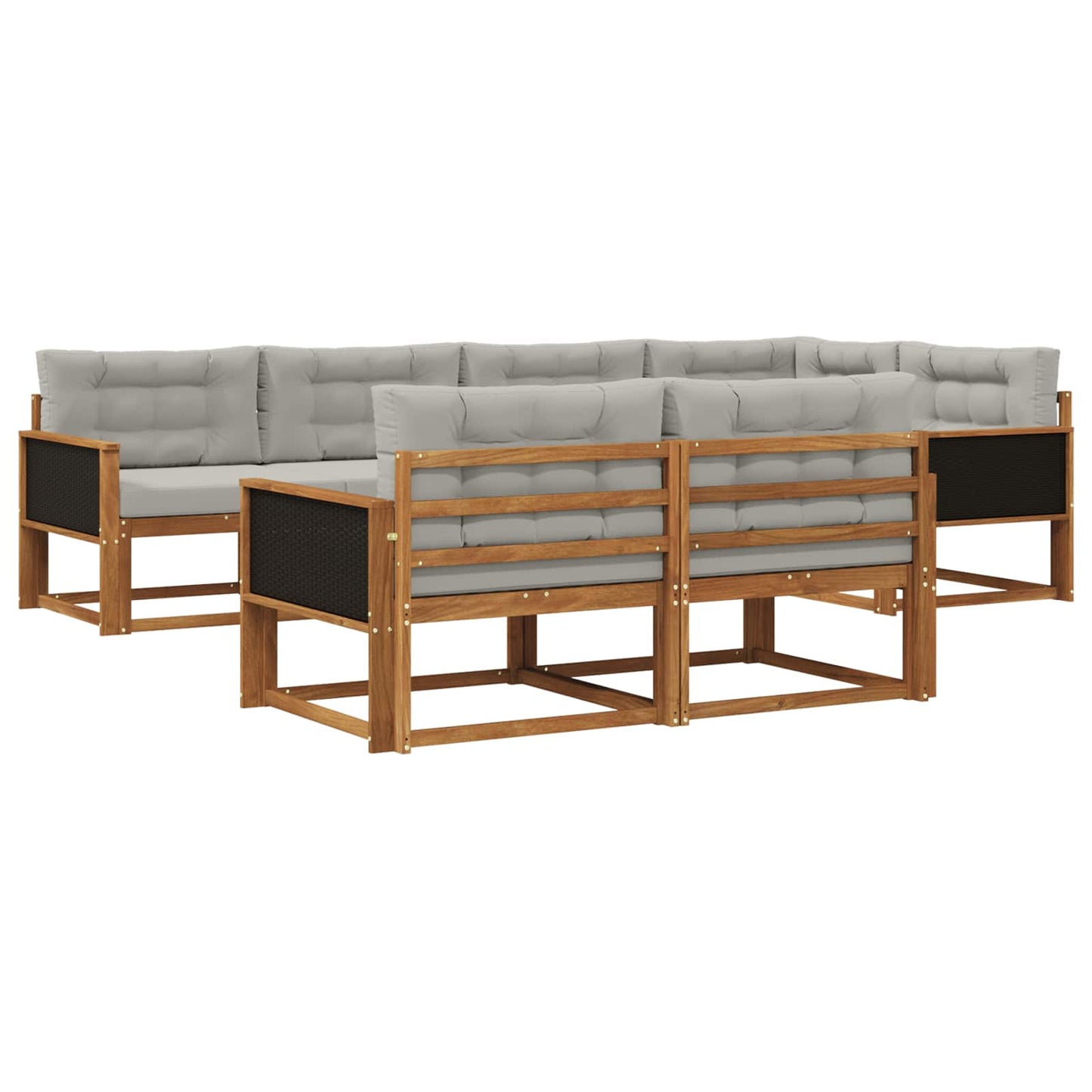 Outdoor-Sofagarnitur mit Kissen 7 pcs Natural and Light grey