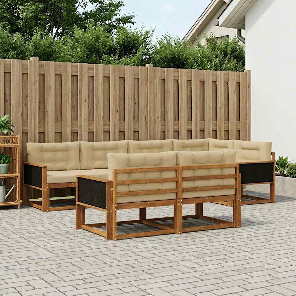 Outdoor-Sofagarnitur 8 stk. Natur und Beige