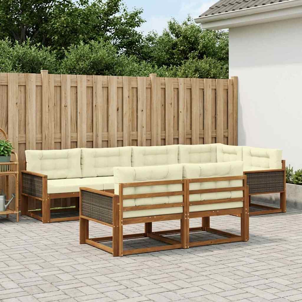 Outdoor-Sofagarnitur 8 pcs Natur und Creme
