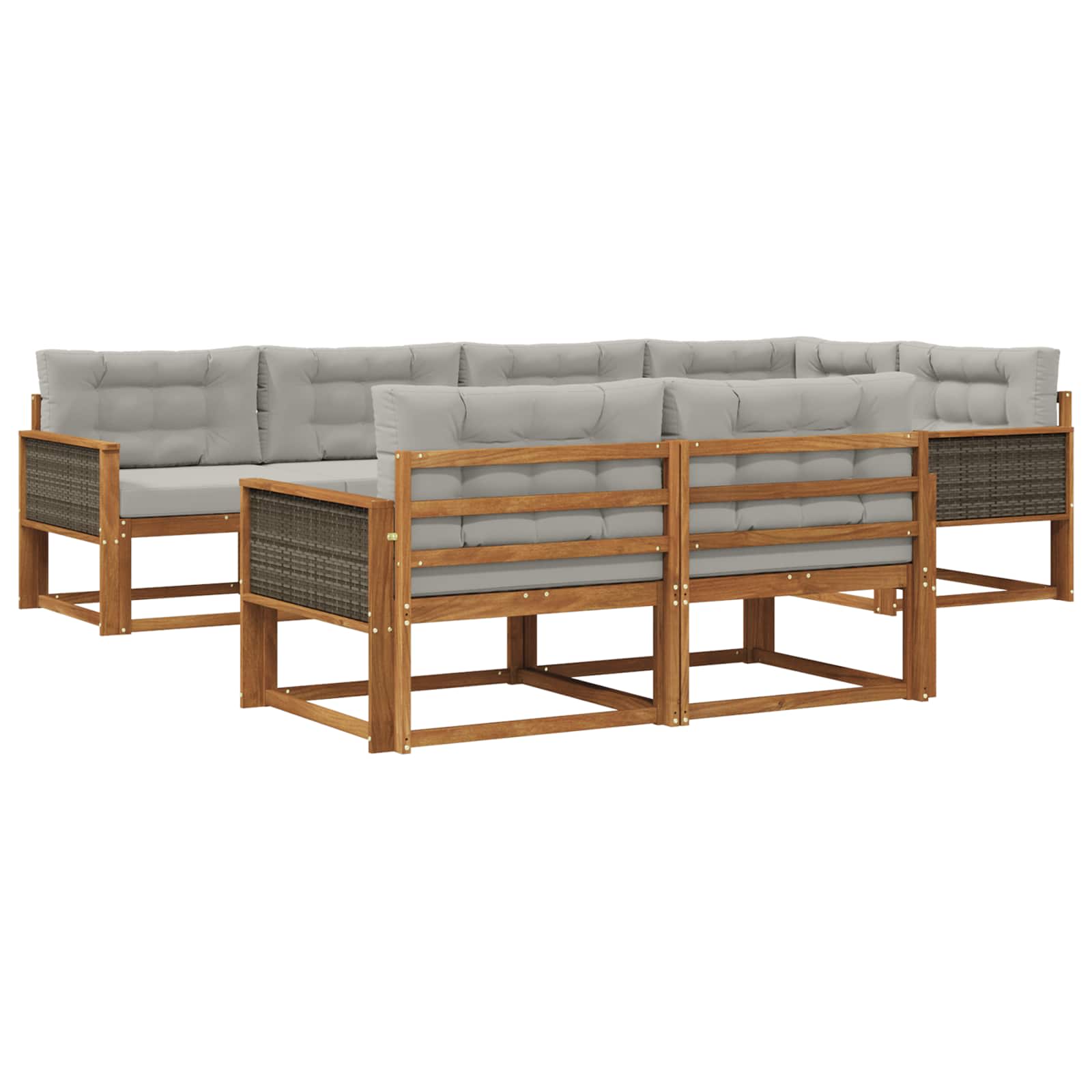 Outdoor-Sofagarnitur mit Kissen 7 pcs Natural and Light grey