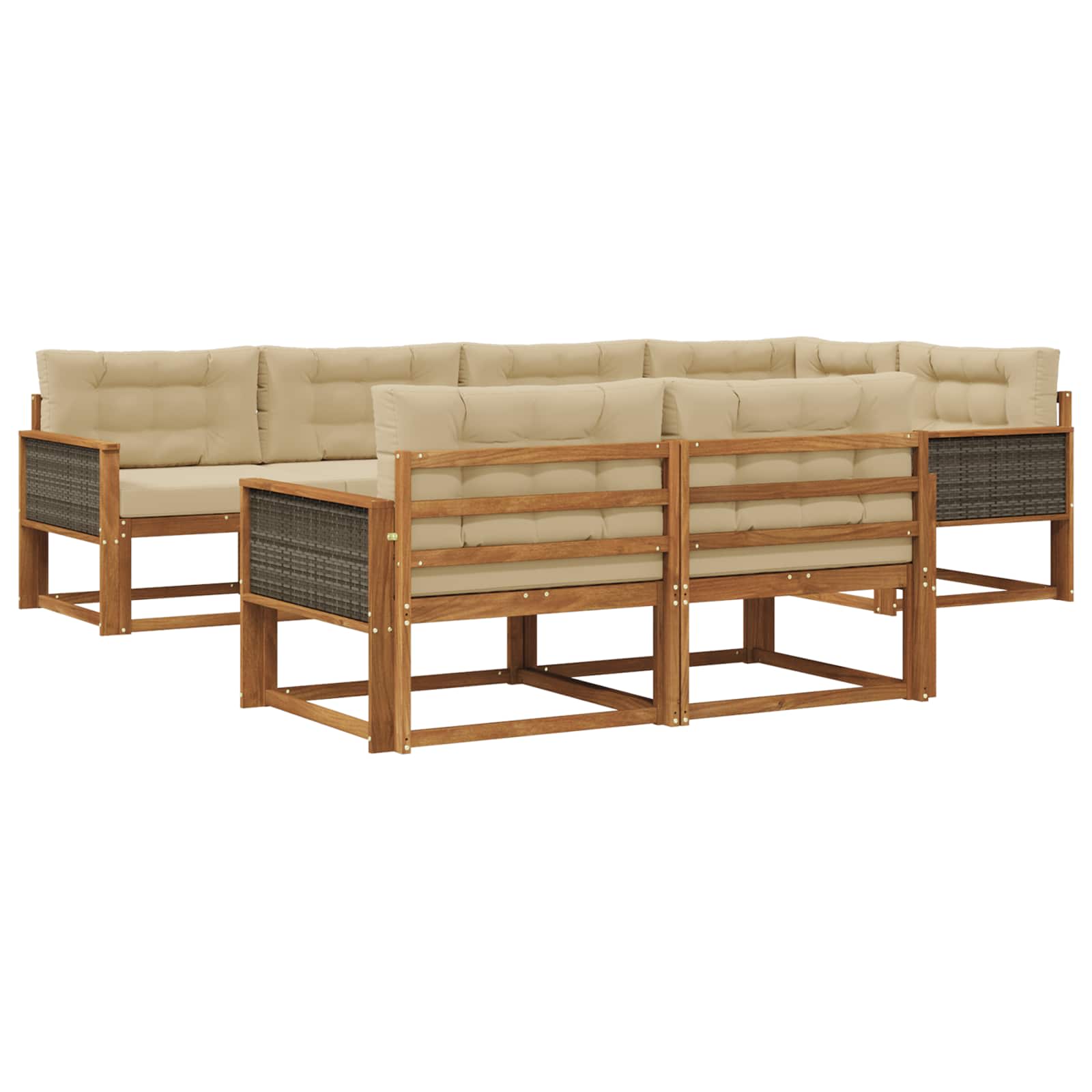Outdoor-Sofagarnitur mit Kissen 7 pcs Natur und Beige