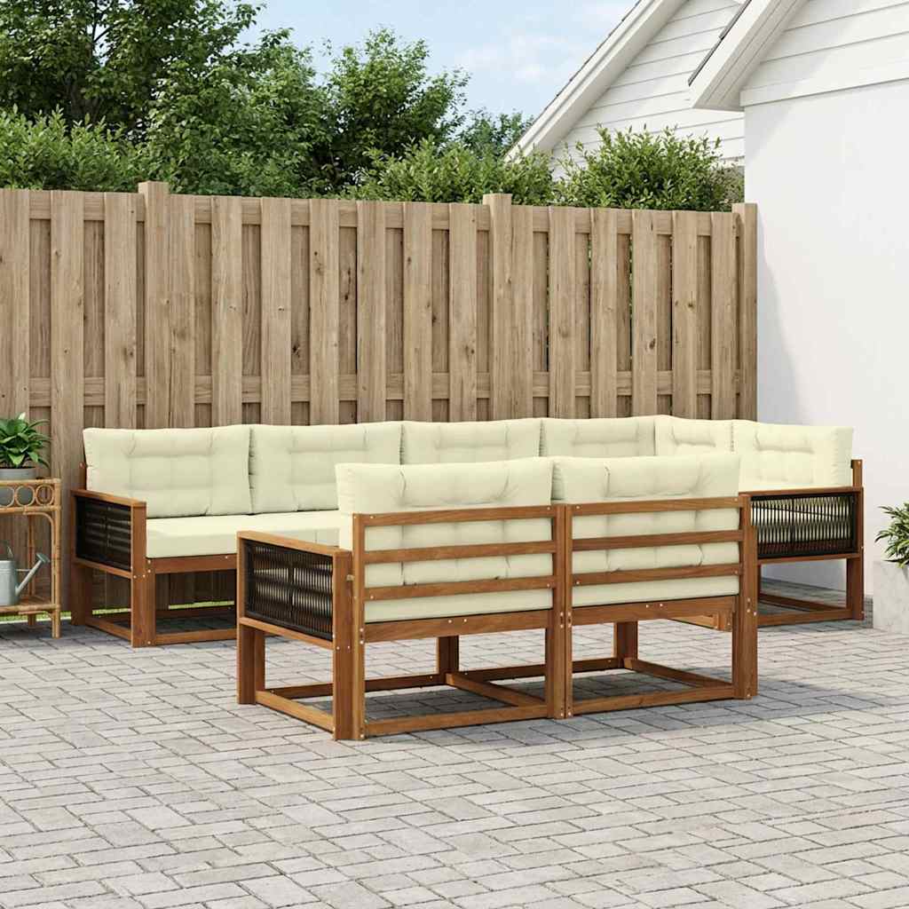 Outdoor-Sofagarnitur 8 stk. Natur und Creme