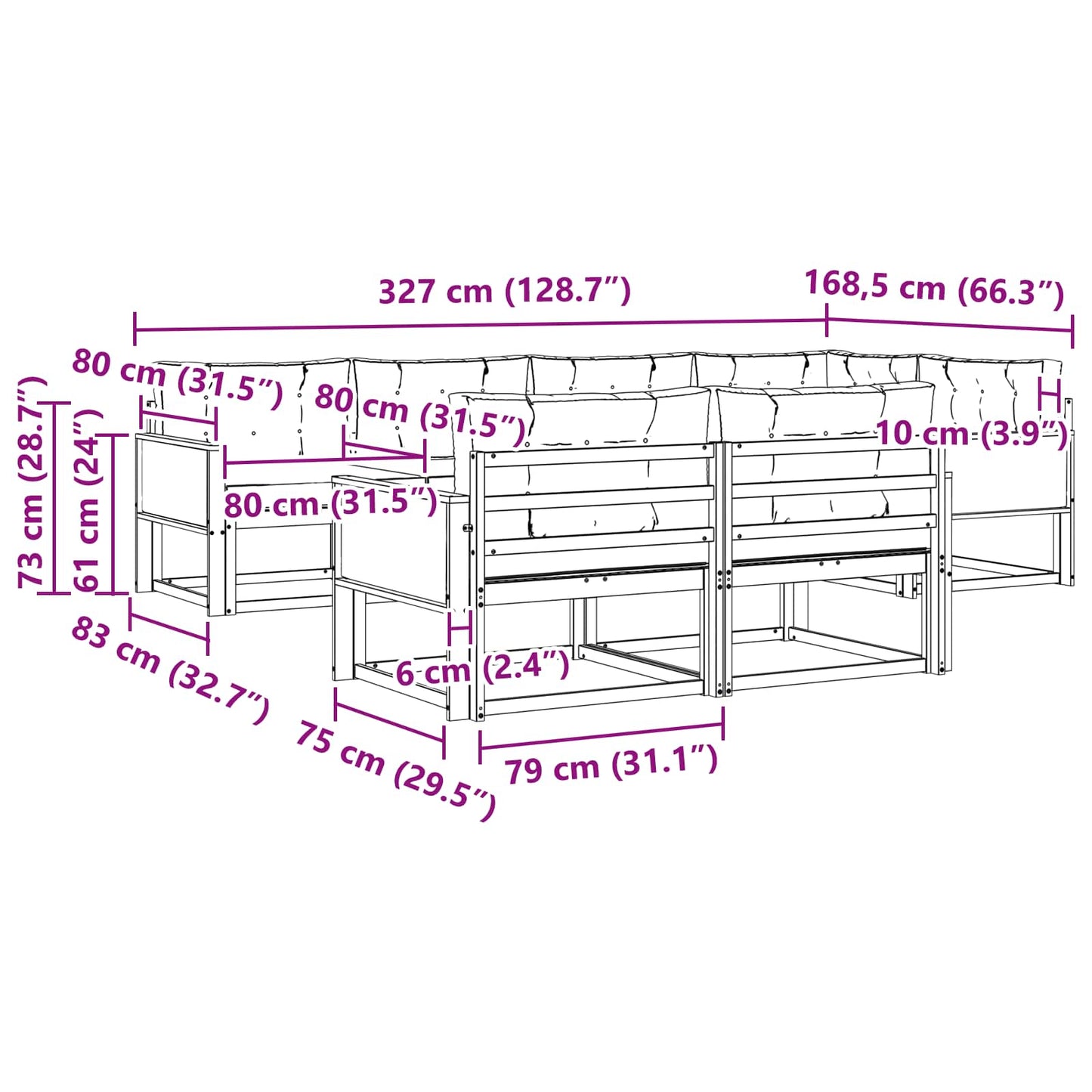 Outdoor-Sofagarnitur 8 stk. Natur und Creme