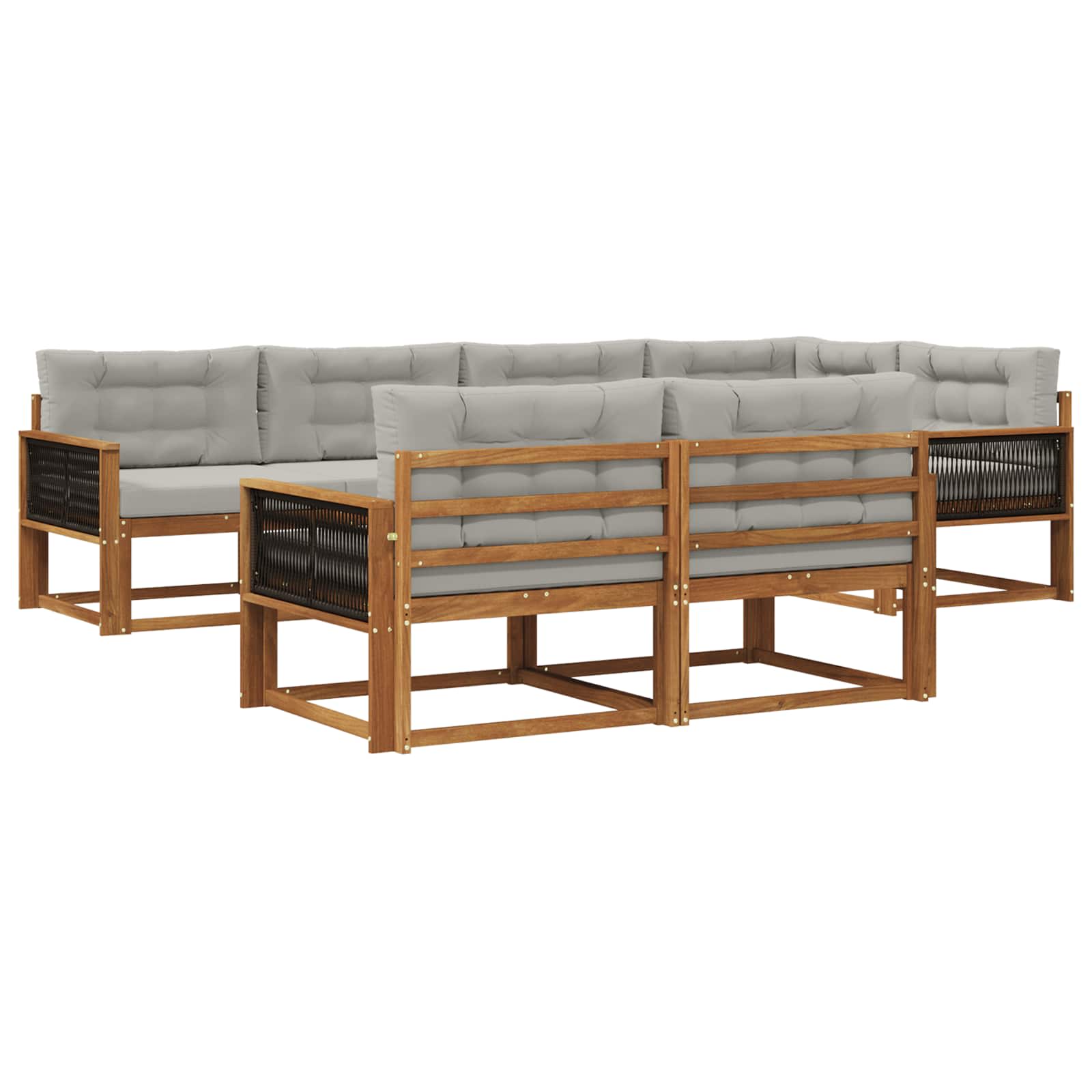 Outdoor-Sofagarnitur mit Kissen 7 pcs Natural and Light grey