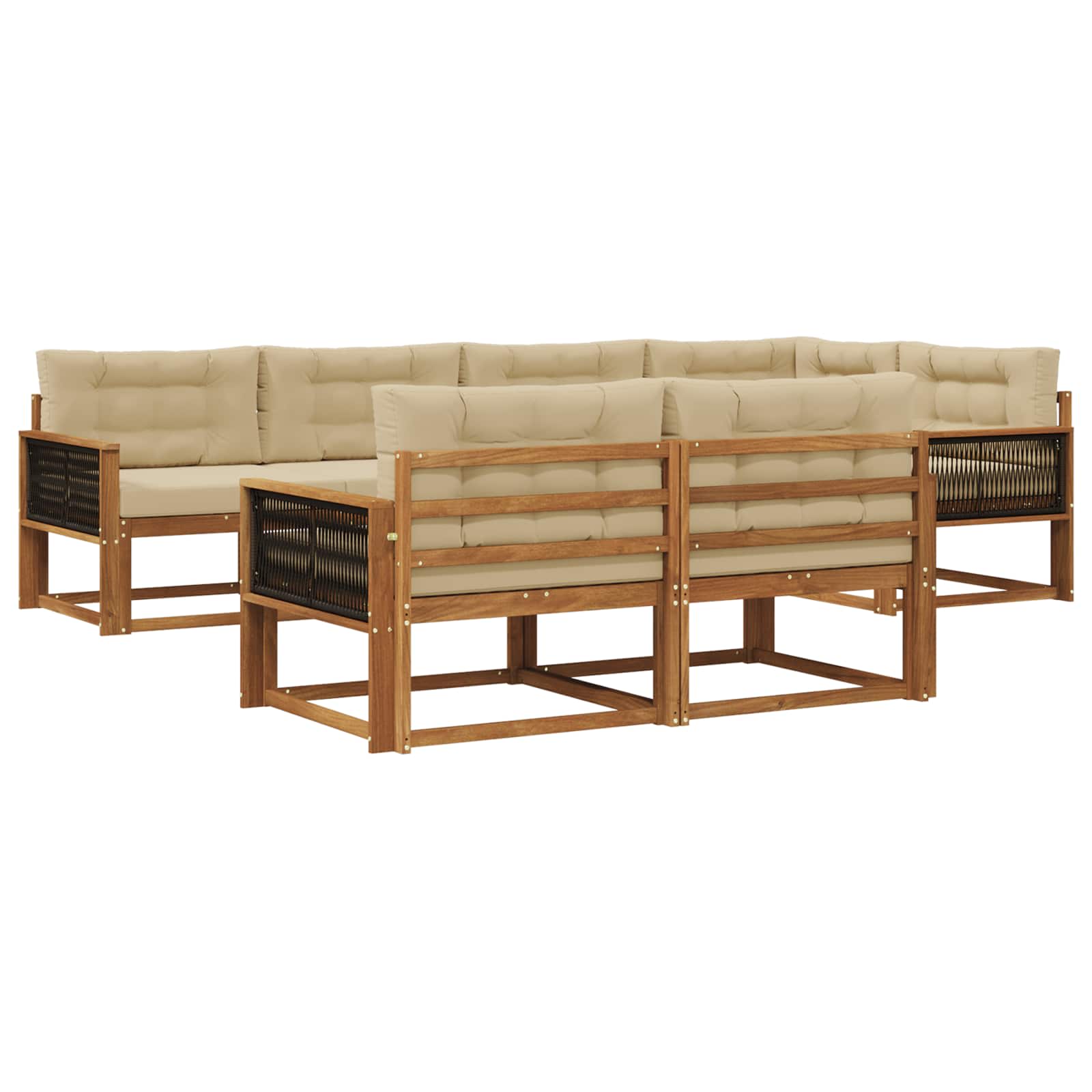Outdoor-Sofagarnitur mit Kissen 7 pcs Natur und Beige