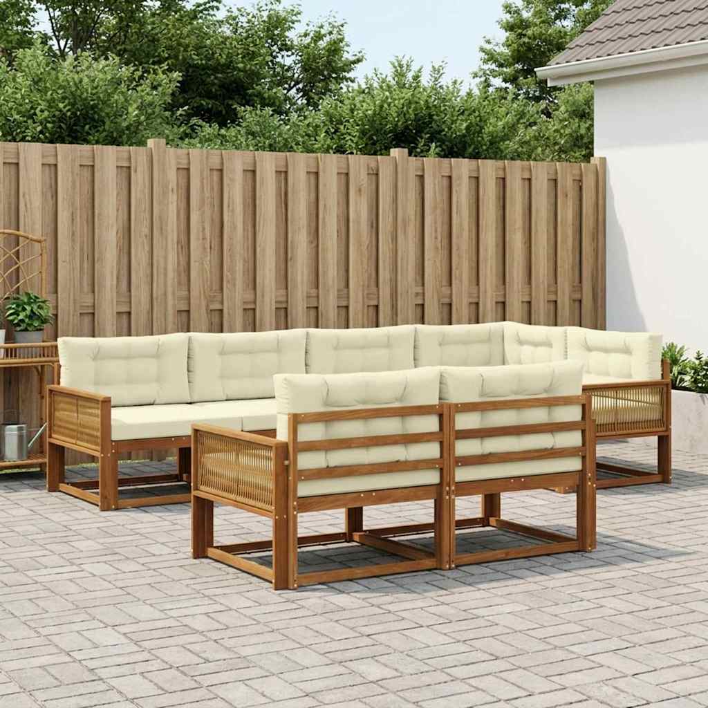 Outdoor-Sofagarnitur mit Kissen 7 pcs Natur und Creme