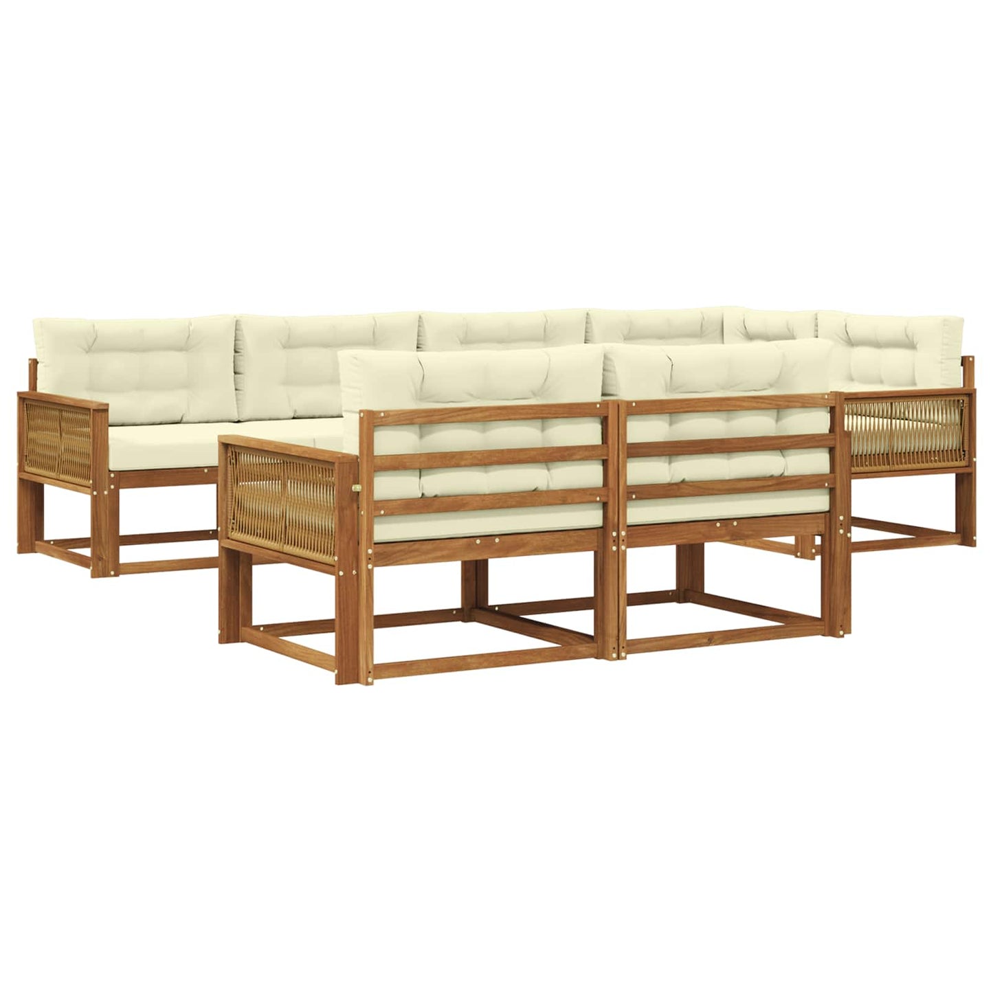 Outdoor-Sofagarnitur mit Kissen 7 pcs Natur und Creme