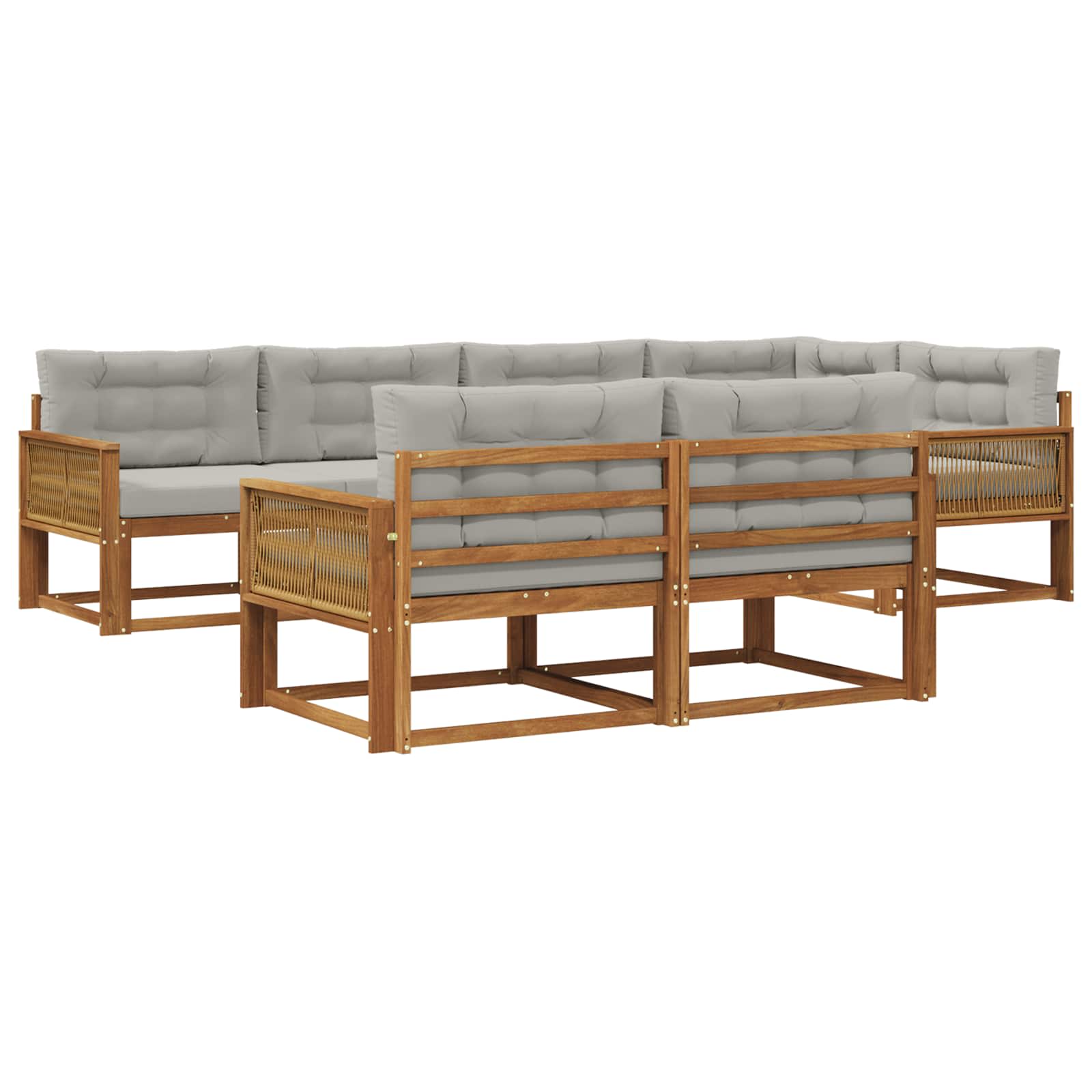 Outdoor-Sofagarnitur mit Kissen 7 pcs Natural and Light grey