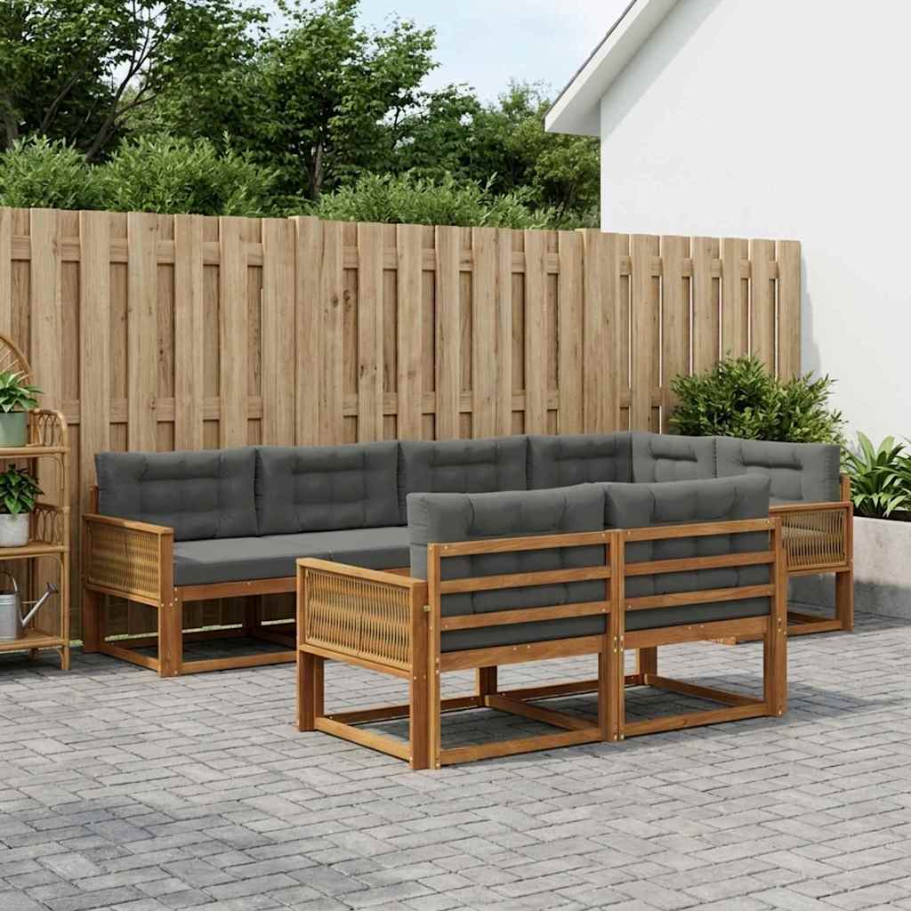 Outdoor-Sofagarnitur 8 stk. Natur und Anthrazit