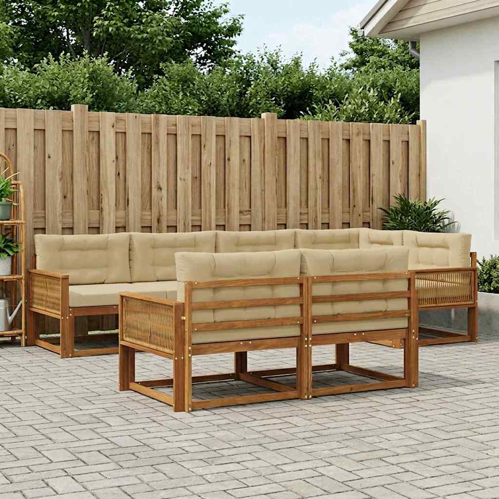 Outdoor-Sofagarnitur mit Kissen 7 pcs Natur und Beige