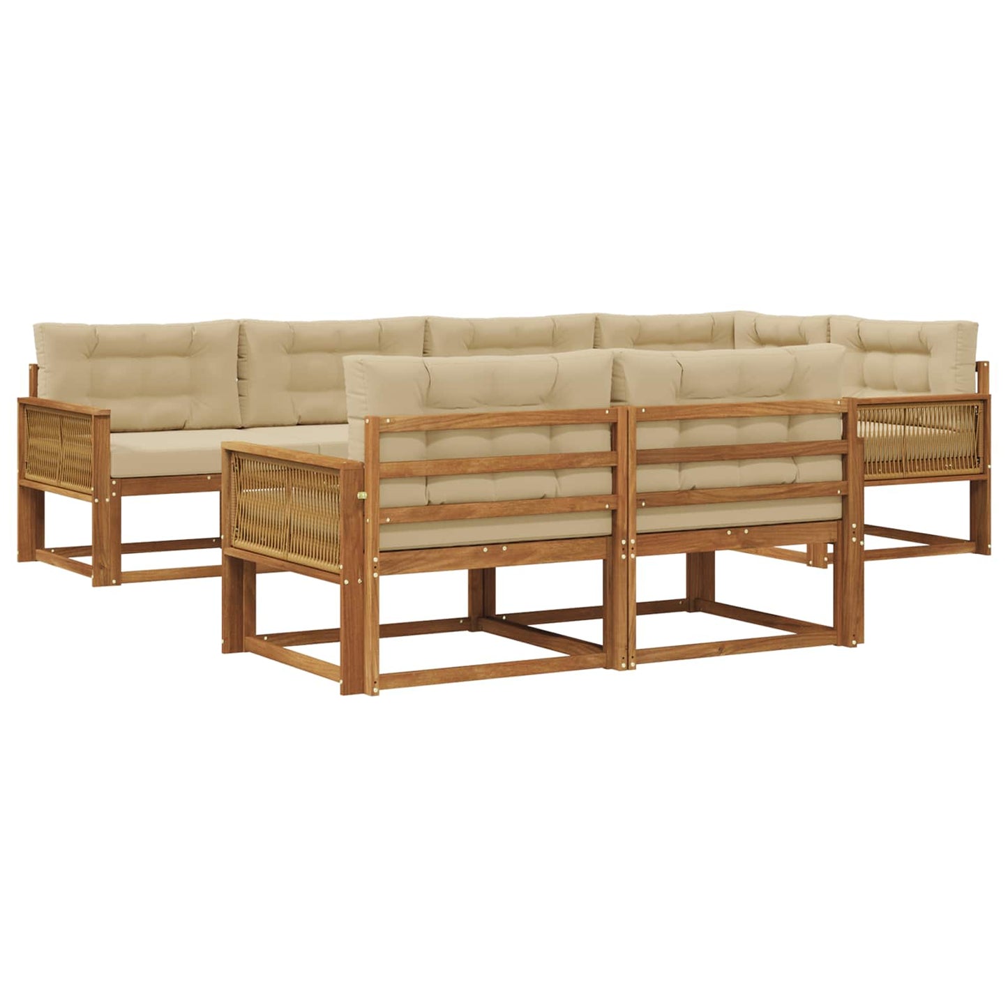 Outdoor-Sofagarnitur mit Kissen 7 pcs Natur und Beige