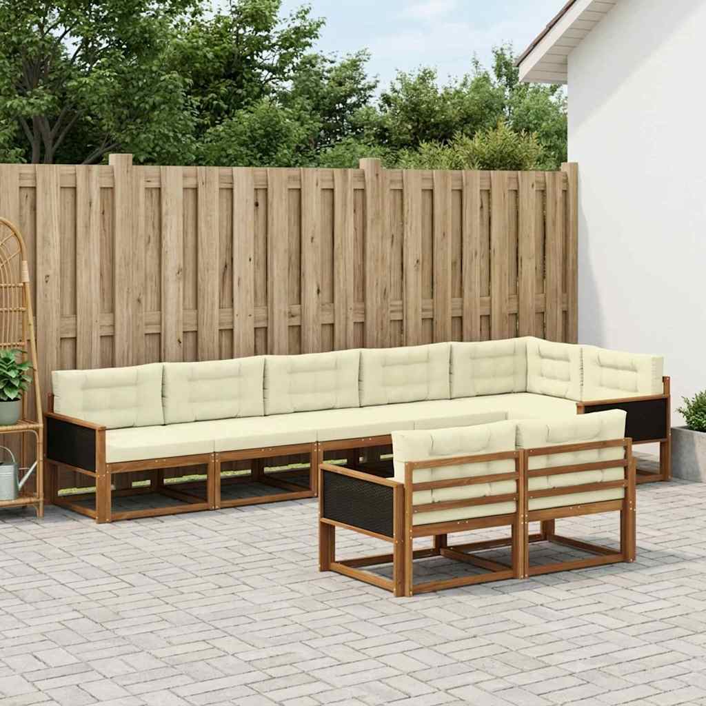 Outdoor-Sofagarnitur 8 stk. Natur und Creme