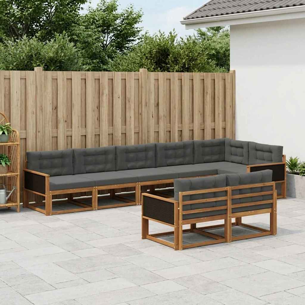 Outdoor-Sofagarnitur 8 stk. Natur und Anthrazit
