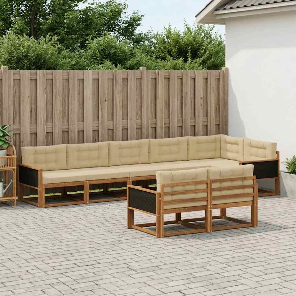 Outdoor-Sofagarnitur 8 stk. Natur und Beige