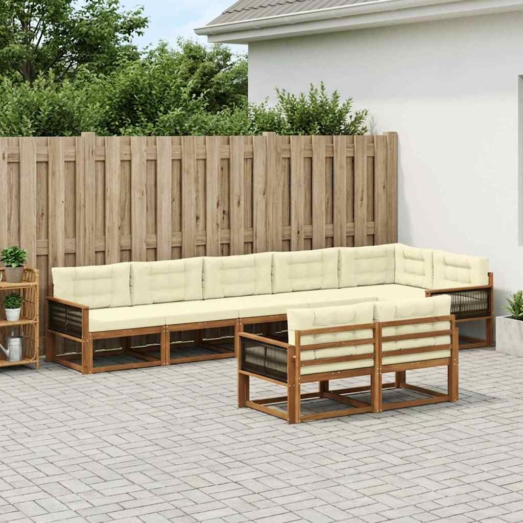 Outdoor-Sofagarnitur 8 stk. Natur und Creme