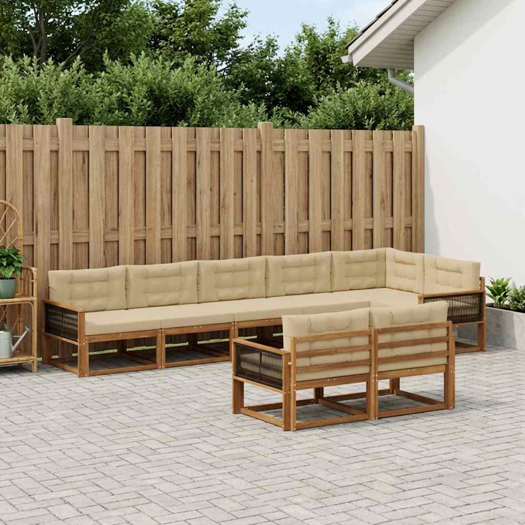 Outdoor-Sofagarnitur 8 stk. Natur und Beige