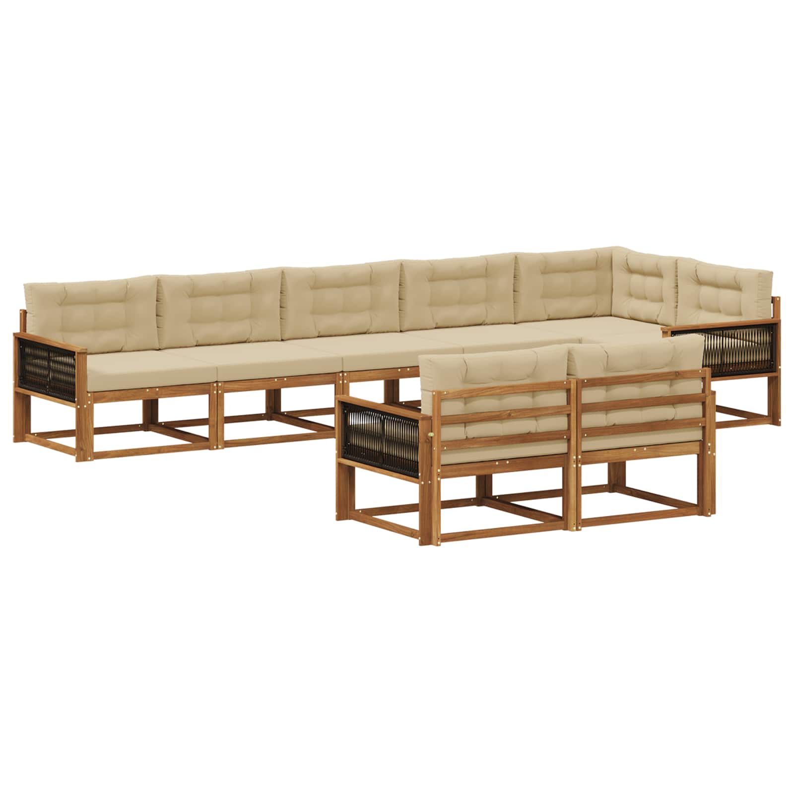 Outdoor-Sofagarnitur 8 stk. Natur und Beige
