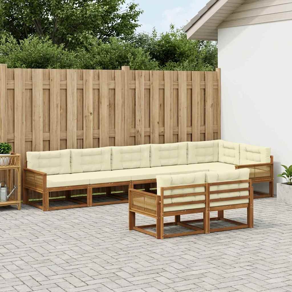 Outdoor-Sofagarnitur 8 stk. Natur und Creme