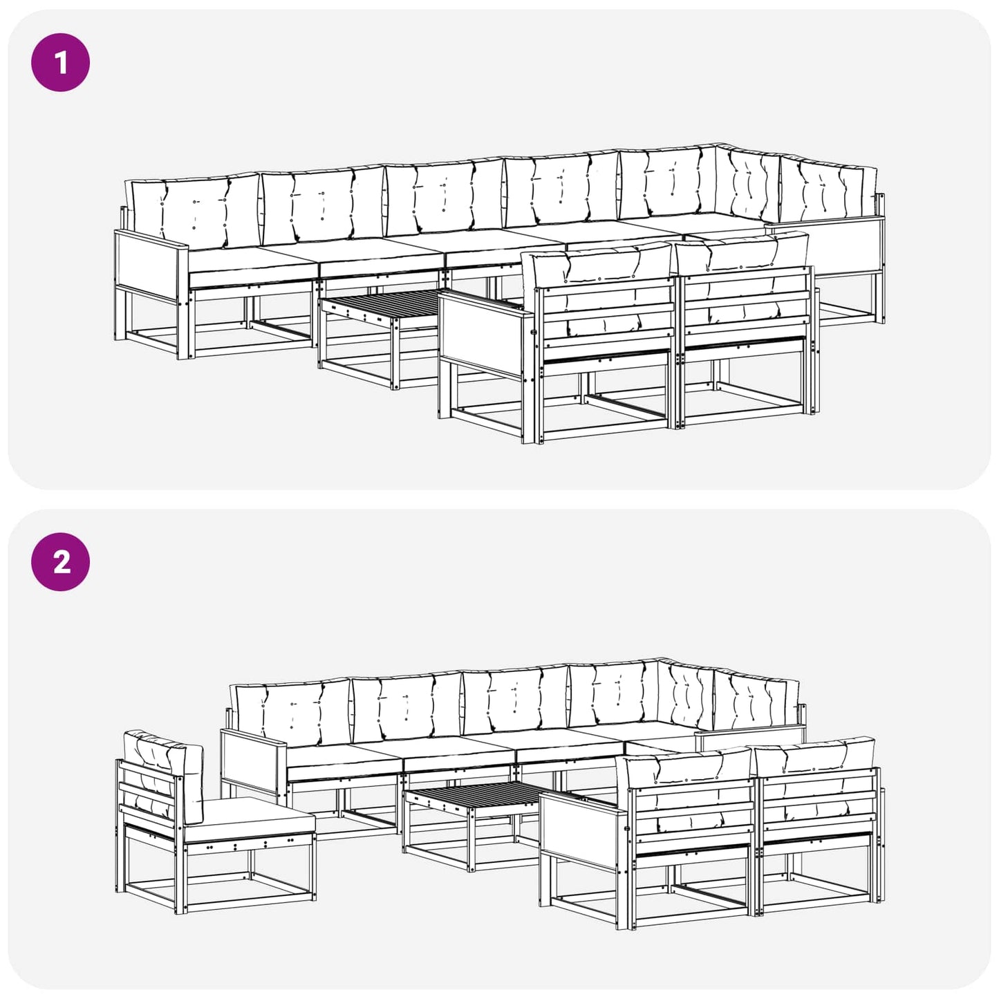 Outdoor-Sofagarnitur mit Kissen 9 pcs Natur und Beige