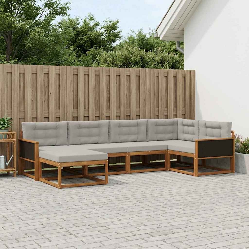 Outdoor-Sofagarnitur mit Kissen 6 pcs Natural and Light grey