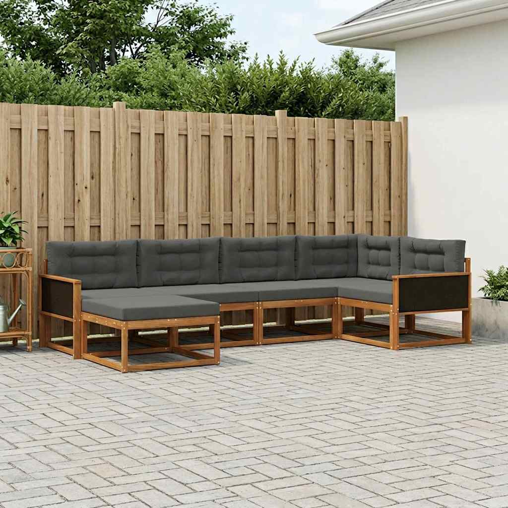 Outdoor-Sofagarnitur 6 stk. Natur und Anthrazit
