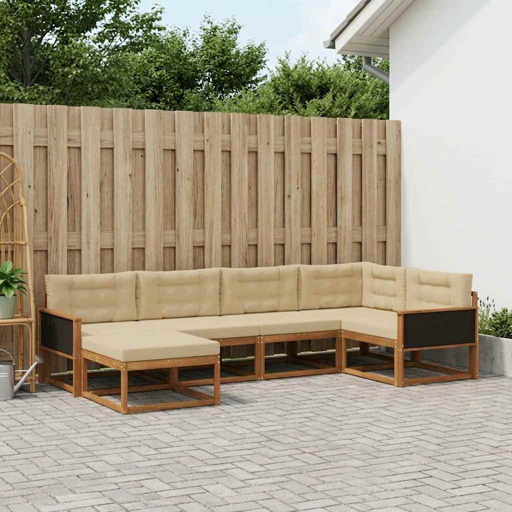 Outdoor-Sofagarnitur mit Kissen 6 pcs Natur und Beige