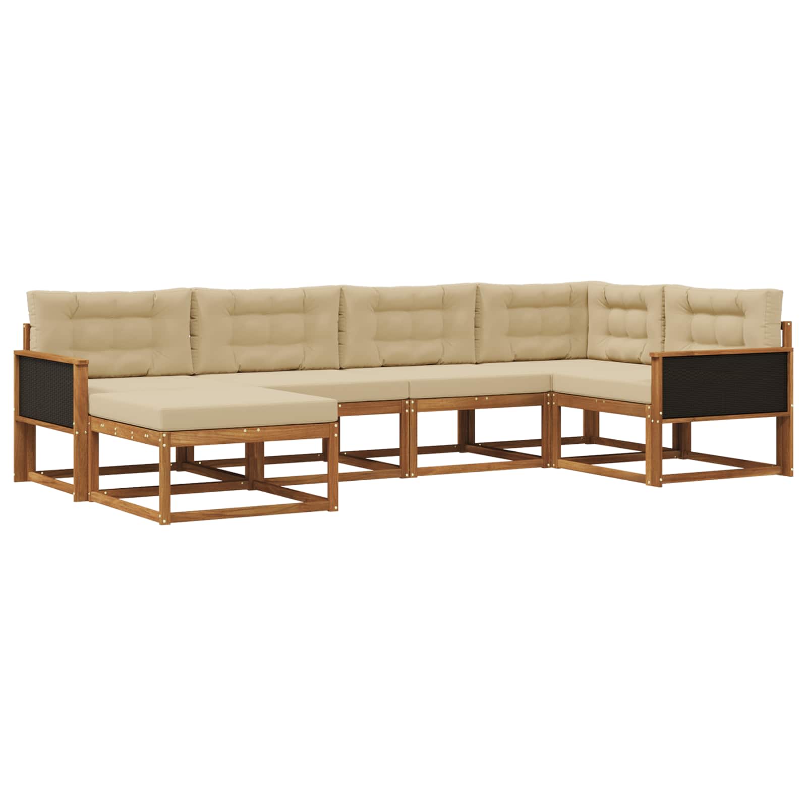 Outdoor-Sofagarnitur mit Kissen 6 pcs Natur und Beige