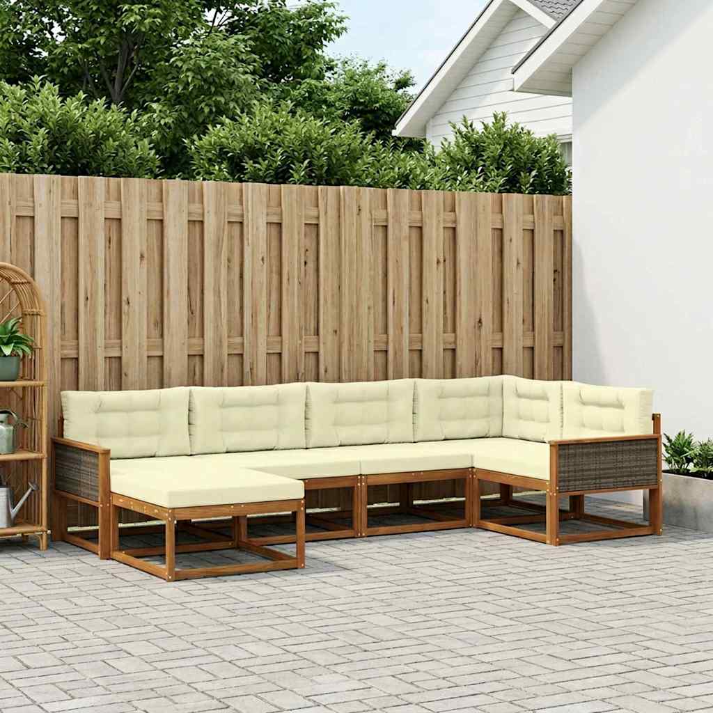 Outdoor-Sofagarnitur 6 pcs Natur und Creme