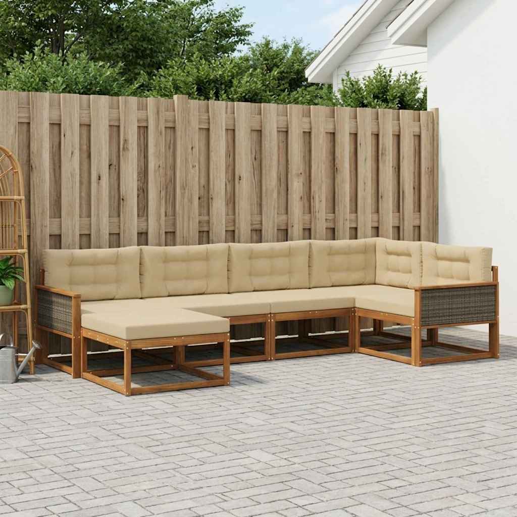 Outdoor-Sofagarnitur 6 stk. Natur und Beige