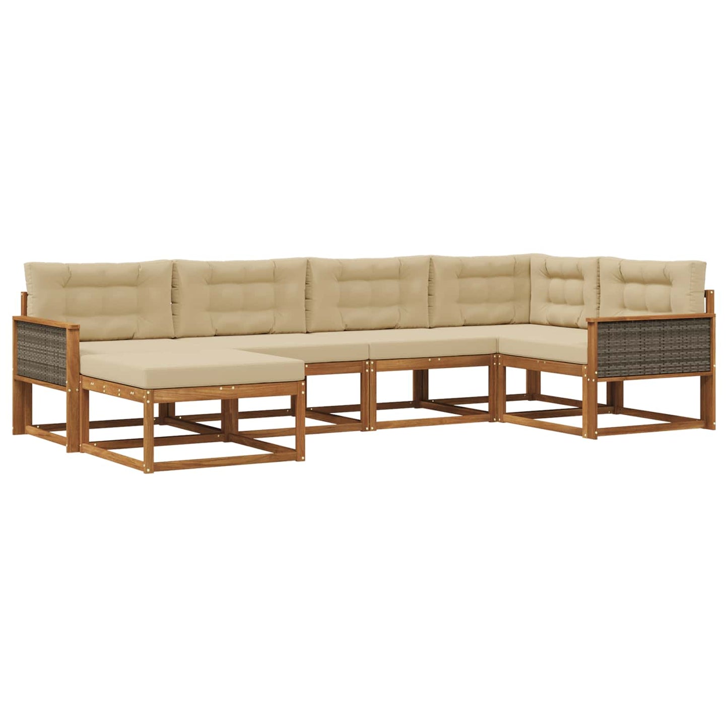 Outdoor-Sofagarnitur 6 stk. Natur und Beige