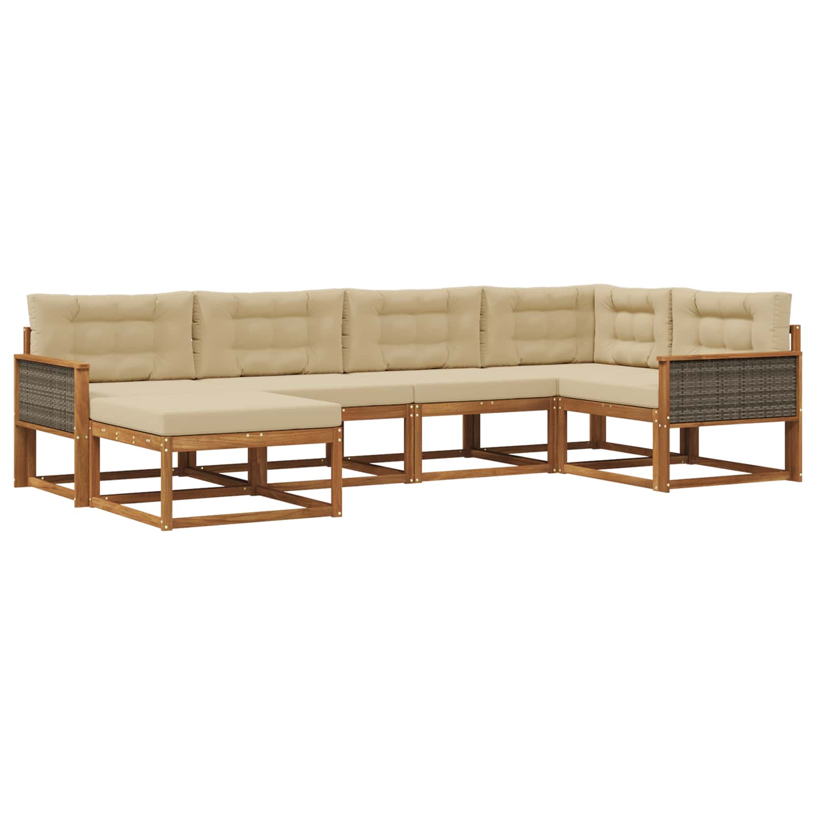 Outdoor-Sofagarnitur 6 stk. Natur und Beige