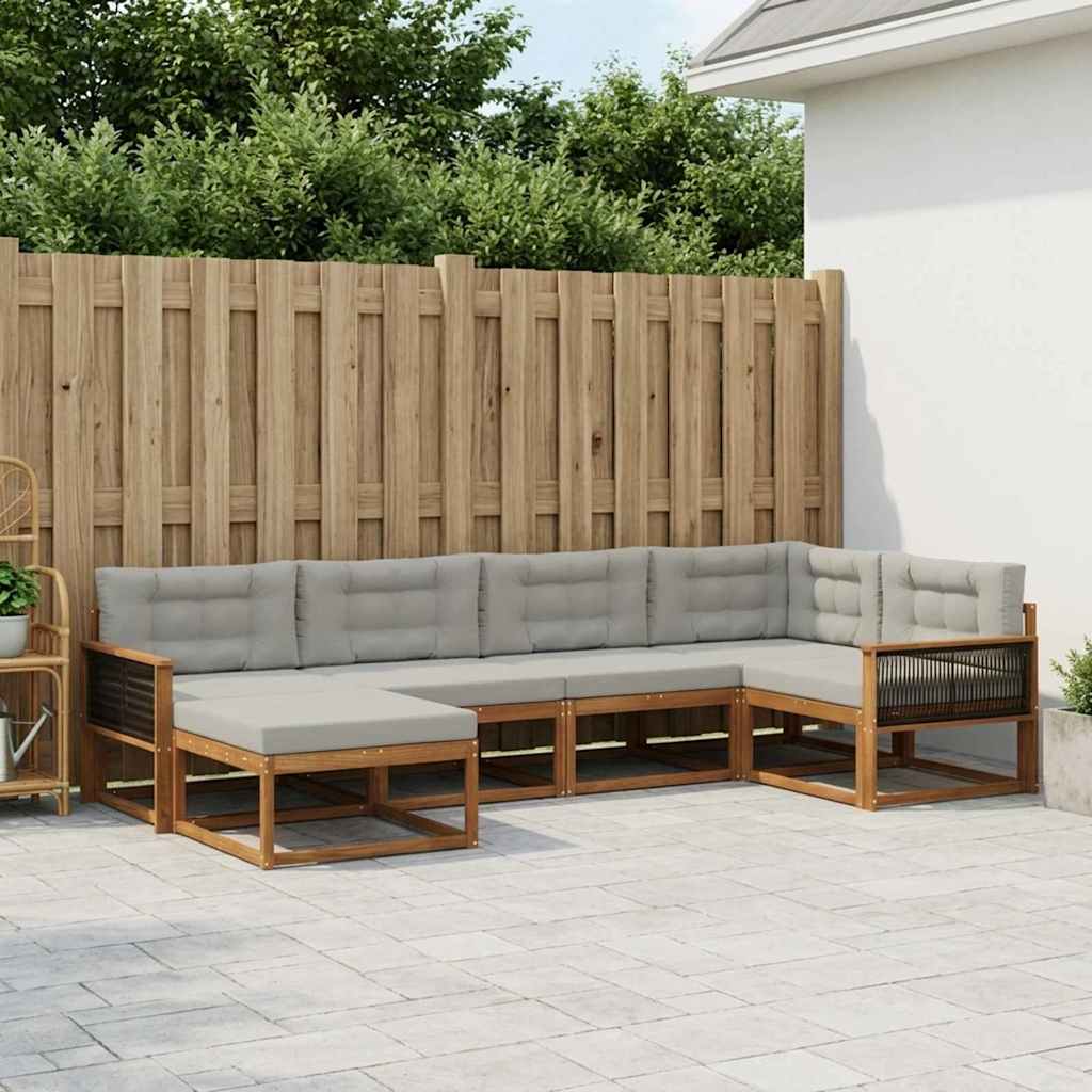 Outdoor-Sofagarnitur mit Kissen 6 pcs Natural and Light grey