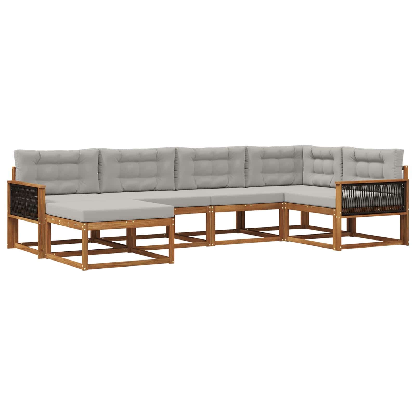 Outdoor-Sofagarnitur mit Kissen 6 pcs Natural and Light grey