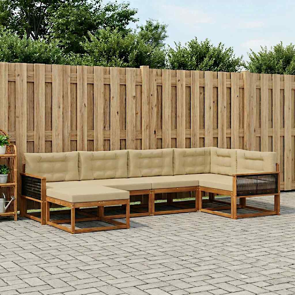 Outdoor-Sofagarnitur 6 stk. Natur und Beige