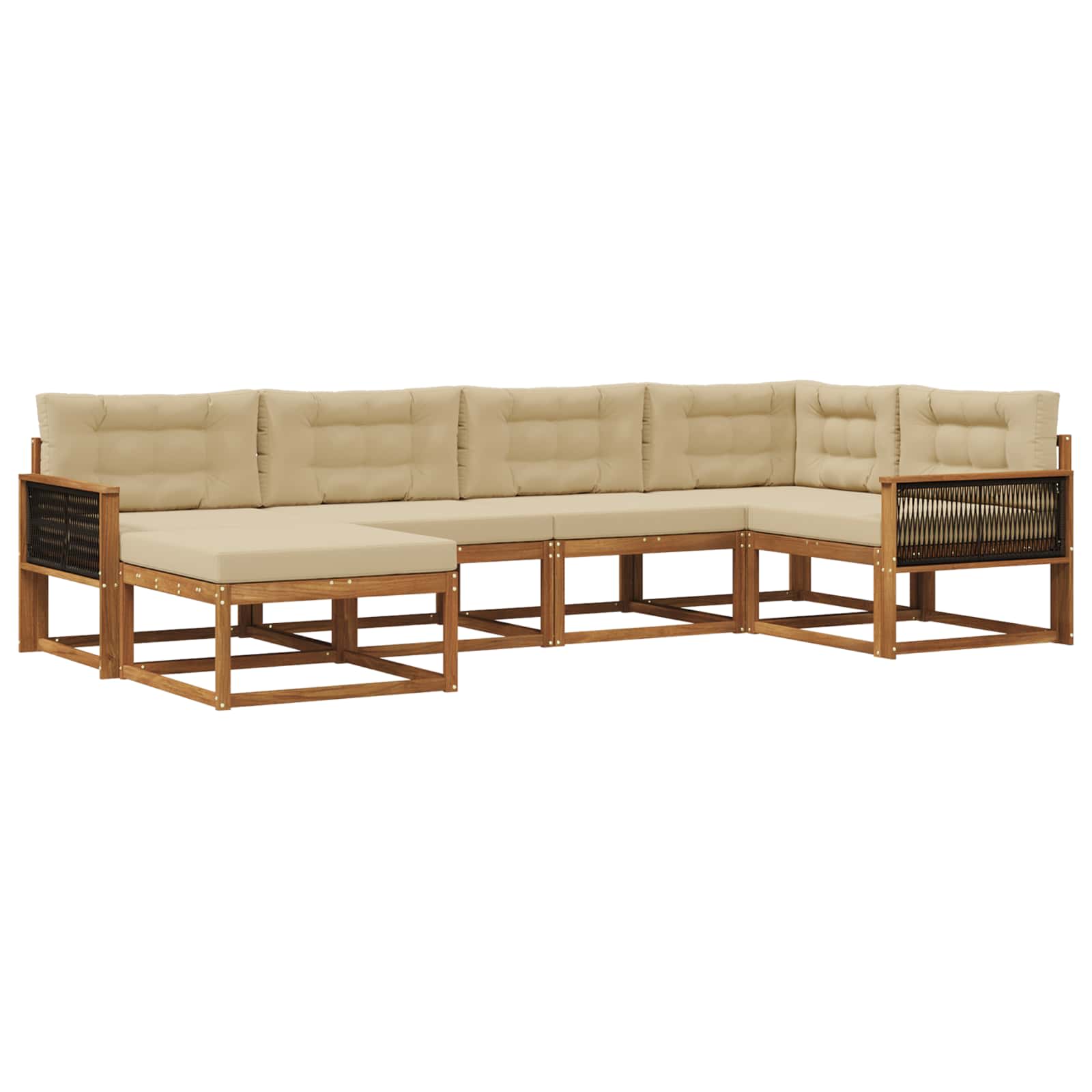 Outdoor-Sofagarnitur 6 stk. Natur und Beige