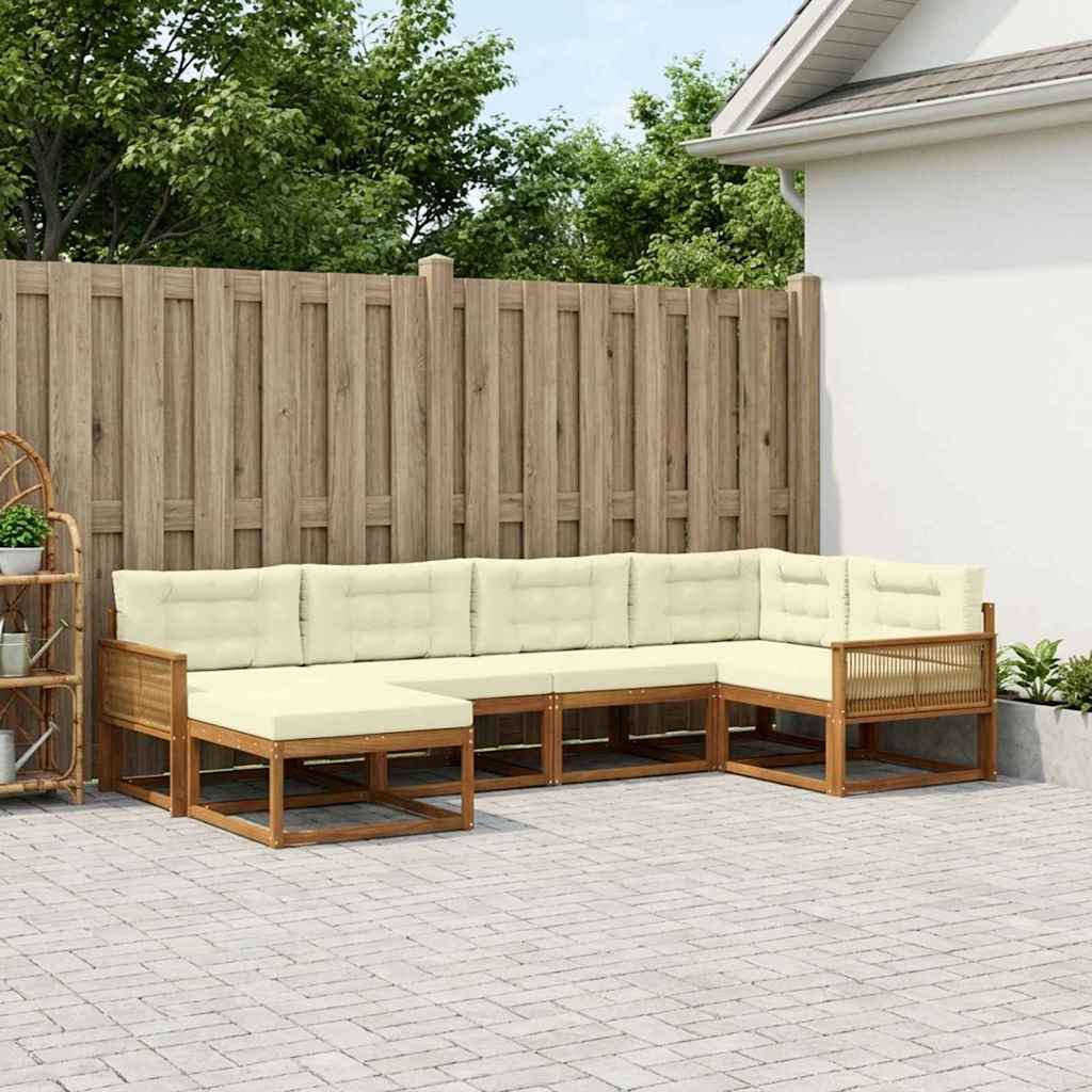 Outdoor-Sofagarnitur 6 stk. Natur und Creme